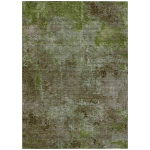 8' X 10' Brown Abstract Washable Indoor Outdoor Area Rug