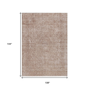 9' X 12' Copper And Beige Abstract Washable Indoor Outdoor Area Rug - 880016561159