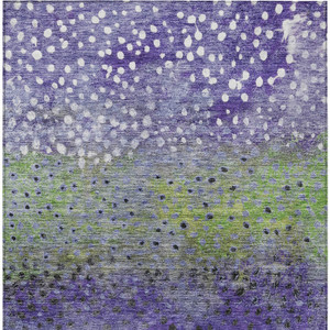 8' X 10' Purple Green And Black Abstract Washable Indoor Outdoor Area Rug