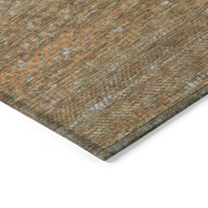 9' X 12' Taupe And Brown Striped Washable Indoor Outdoor Area Rug - Taupe, Brown