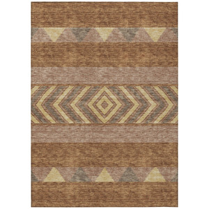 8' X 10' Orange Wheat And Taupe Southwestern Washable Indoor Outdoor Area Rug