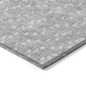 8' X 10' Gray Geometric Washable Non Skid Indoor Outdoor Area Rug