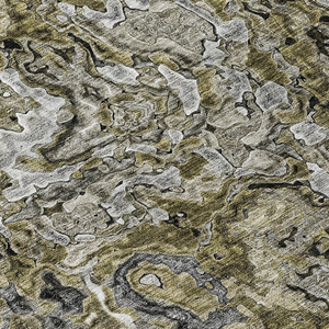 8' Brown Beige And Tan Round Abstract Washable Indoor Outdoor Area Rug