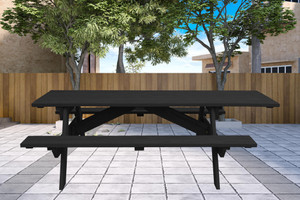 94" Charcoal Solid Wood Outdoor Picnic Table - 606114740261