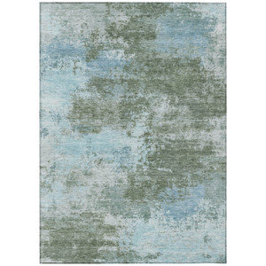 10' X 14' Sage And Denim Blue Abstract Washable Indoor Outdoor Area Rug