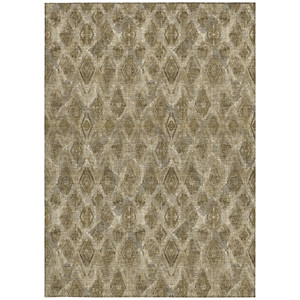 10' X 14' Brown Beige And Tan Geometric Washable Indoor Outdoor Area Rug