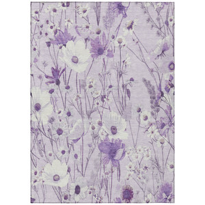 10' X 14' Lavender And Lilac Floral Washable Indoor Outdoor Area Rug Transitional Style - Lavender, Lilac Color