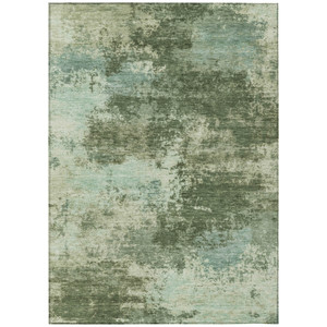 10' X 14' Artichoke Green And Pale Aqua Abstract Washable Indoor Outdoor Area Rug