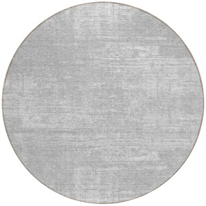 8' Silver And Gray Round Abstract Washable Indoor Outdoor Area Rug - 608219385712