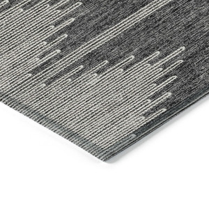 10' X 14' Charcoal And Ivory Abstract Washable Indoor Outdoor Area Rug
