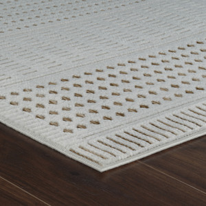 8' X 10' Beige and Brown Geometric Distressed Indoor Outdoor Area Rug