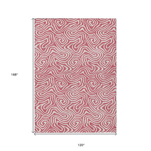 10' X 14' Blush And Ivory Abstract Washable Indoor Outdoor Area Rug - 880016552133