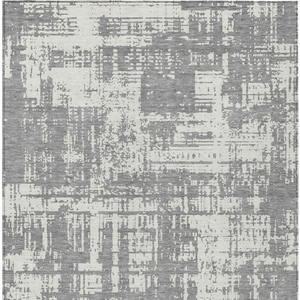 9' X 12' Gray And Ivory Abstract Washable Indoor Outdoor Area Rug