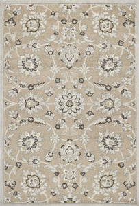 7'x10' Beige Grey Machine Woven UV Treated Floral Traditional Indoor Outdoor Area Rug - 4512822808581