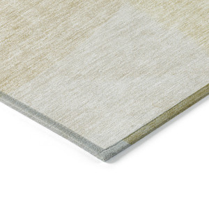 10' X 14' Gold Wheat And Ivory Geometric Washable Indoor Outdoor Area Rug