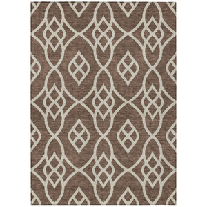 9' X 12' Chocolate And Ivory Trellis Washable Indoor Outdoor Area Rug
