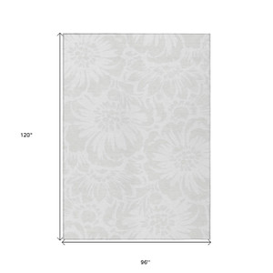 8' X 10' Ivory Floral Washable Non Skid Indoor Outdoor Area Rug