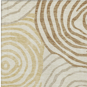 10' X 14' Gold Ivory And Beige Abstract Washable Indoor Outdoor Area Rug