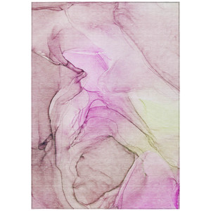 9' X 12' Pink Abstract Washable Non Skid Indoor Outdoor Area Rug