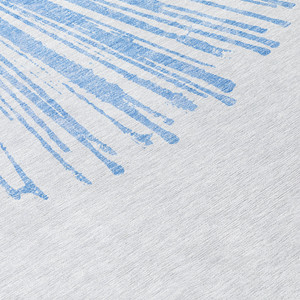 8' X 10' Denim Blue And Ivory Abstract Washable Indoor Outdoor Area Rug