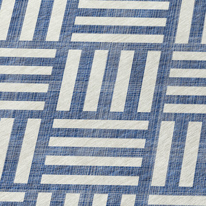 8' X 10' Navy Blue And Ivory Geometric Washable Indoor Outdoor Area Rug