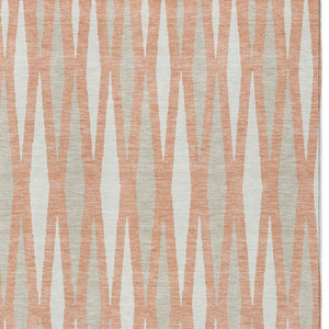 9' X 12' Salmon Gray And Ivory Geometric Washable Indoor Outdoor Area Rug