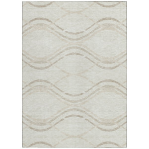 10' X 14' Ivory Beige And Taupe Abstract Washable Indoor Outdoor Area Rug - Ivory, Beige, Taupe