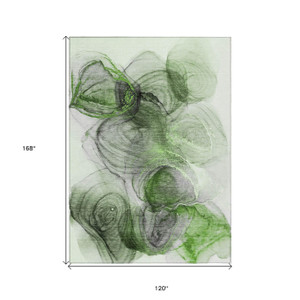 10' X 14' Olive Green Abstract Washable Non Skid Indoor Outdoor Area Rug - 608219263249