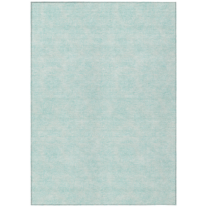 10' X 14' Aqua And Ivory Geometric Washable Indoor Outdoor Area Rug
