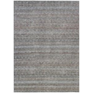 9' X 12' Brown And Beige Striped Washable Indoor Outdoor Area Rug - Brown, Beige
