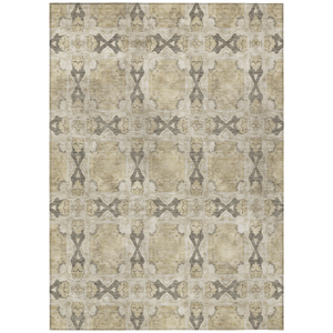 8' X 10' Beige and Gray Floral Medallion Washable Non Skid Indoor Outdoor Area Rug