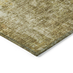 8' X 10' Brown Beige And Gold Abstract Washable Indoor Outdoor Area Rug - Brown, Beige, Gold