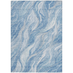 8' X 10' Denim Blue And Sky Blue Abstract Washable Indoor Outdoor Area Rug - 608219229269