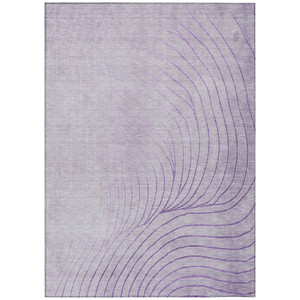 8' X 10' Lavender And Silver Abstract Washable Indoor Outdoor Area Rug