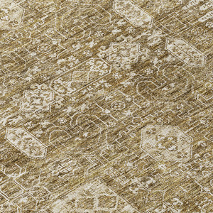 8' X 10' Brown Beige And Ivory Oriental Washable Indoor Outdoor Area Rug