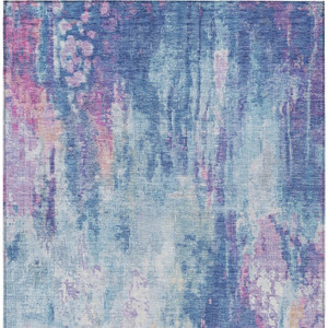 10' X 14' Blue Peach And Sky Blue Abstract Washable Indoor Outdoor Area Rug
