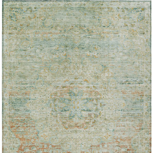 10' X 14' Sage And Copper Medallion Washable Indoor Outdoor Area Rug