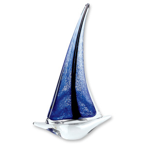 9" Blue Art Glass Sailboat - 4512822912585 9" Blue Art Glass Sailboat - 4512822912585