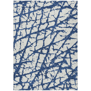 8' X 10' Navy Blue And Ivory Abstract Washable Indoor Outdoor Area Rug - Navy Blue, Ivory