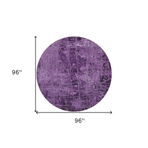 8' Round Purple Round Abstract Washable Non Skid Indoor Outdoor Area Rug - 608219116187