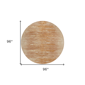 8' Salmon And Copper Round Abstract Washable Indoor Outdoor Area Rug
