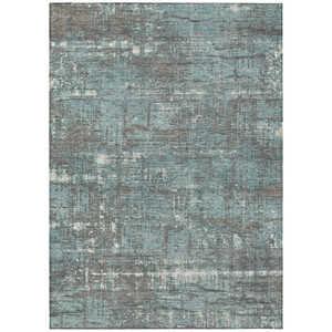 9' X 12' Taupe And Teal Blue Geometric Washable Indoor Outdoor Area Rug