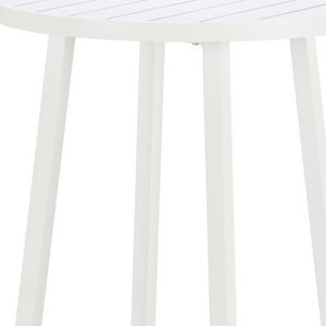 24" White Aluminum Slat Rounded Outdoor Bar Table