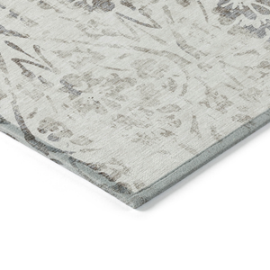 9' X 12' Ivory And Brown Floral Washable Indoor Outdoor Area Rug