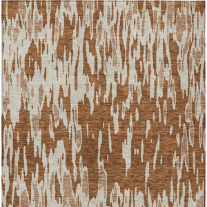 9' X 12' Orange And Ivory Abstract Washable Indoor Outdoor Area Rug - 880016762594
