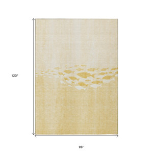8' X 10' Gold Yellow And Wheat Nautical Washable Indoor Outdoor Area Rug