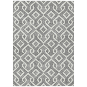 9' X 12' Gray And Ivory Geometric Washable Indoor Outdoor Area Rug - 608219165697
