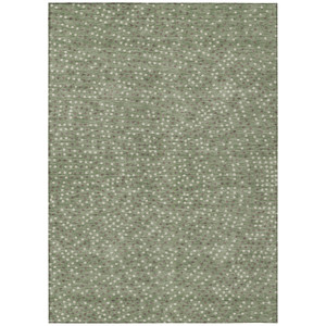8' X 10' Sage Gray And Ivory Polka Dot Washable Indoor Outdoor Area Rug