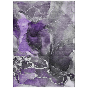 8' X 10' Gray and Purple Abstract Washable Non Skid Indoor Outdoor Area Rug