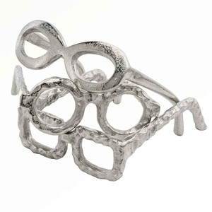 Raw Silver Textured Square Glasses Sculpture - 4512839599106
